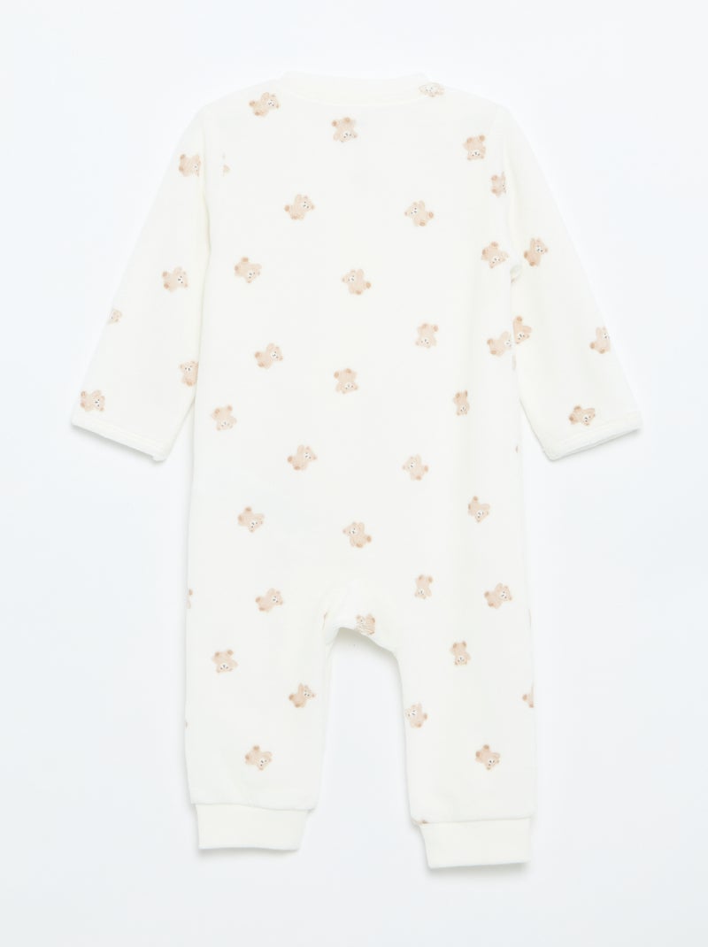 Pijama de terciopelo estampado Blanco - Kiabi
