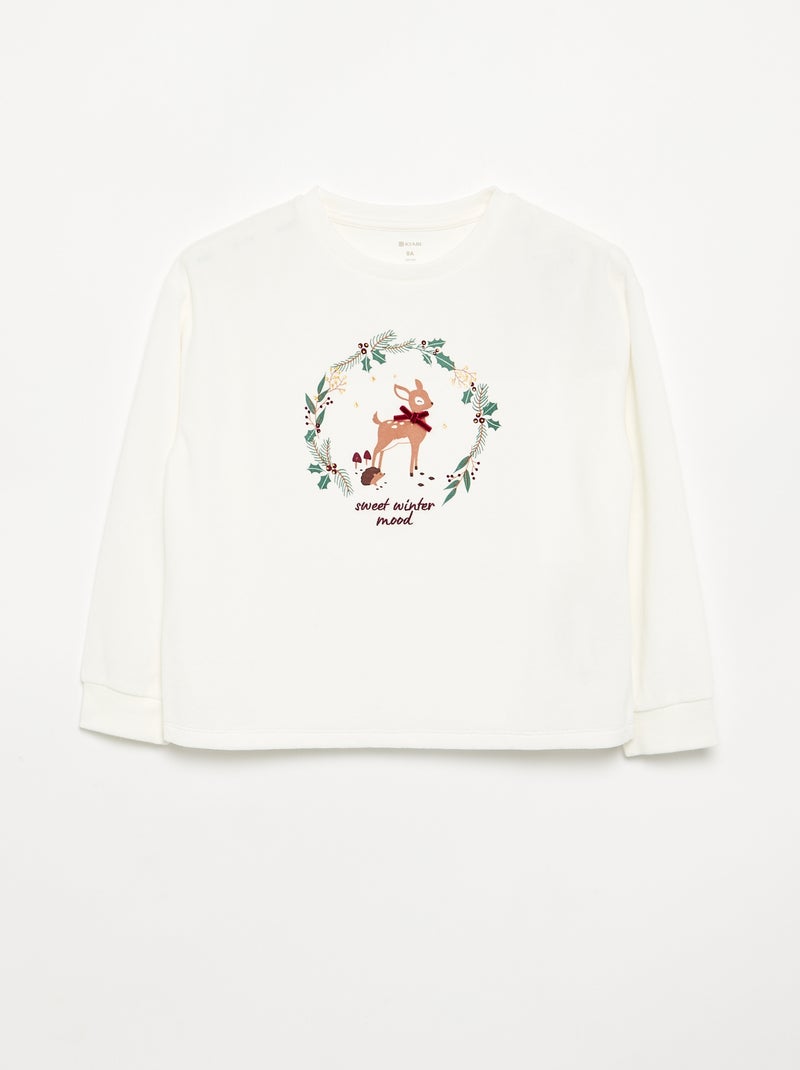 Pijama de terciopelo estampado Blanco - Kiabi
