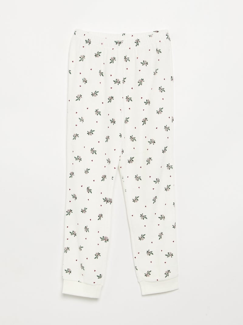 Pijama de terciopelo estampado Blanco - Kiabi