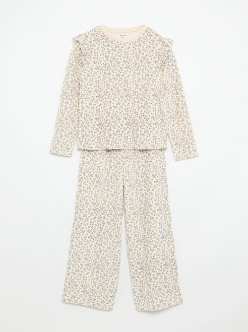 Pijama de terciopelo estampado de 2 piezas - Sudadera + pantalón - Kiabi