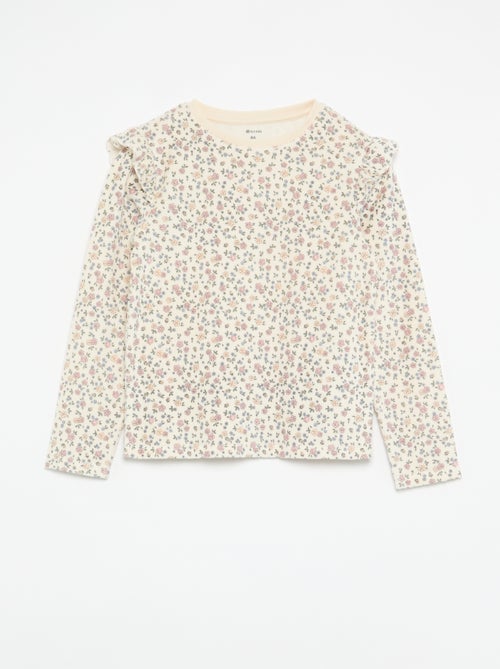 Pijama de terciopelo estampado de 2 piezas - Sudadera + pantalón - Kiabi