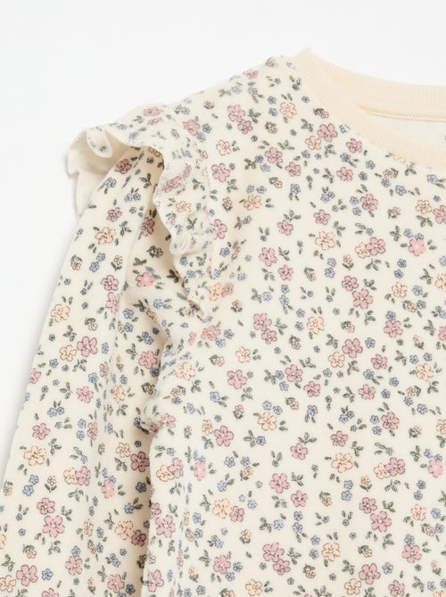 Pijama de terciopelo estampado de 2 piezas - Sudadera + pantalón - Kiabi