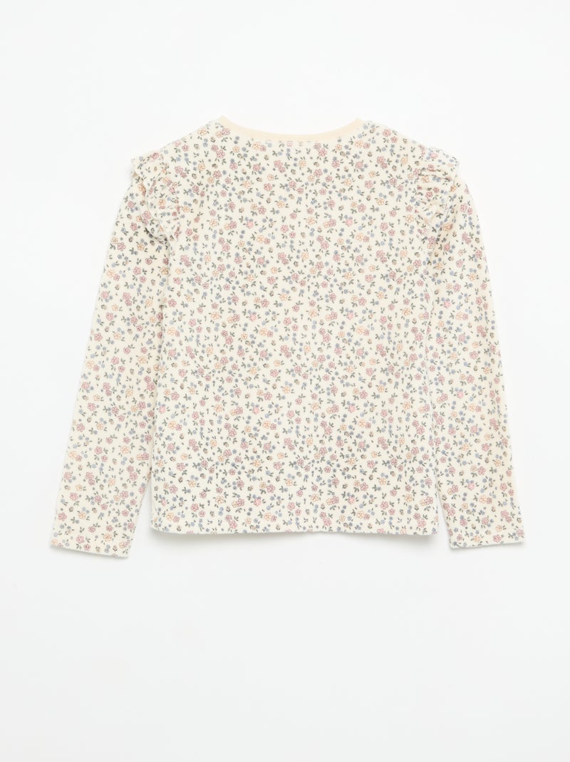 Pijama de terciopelo estampado de 2 piezas - Sudadera + pantalón Beige - Kiabi