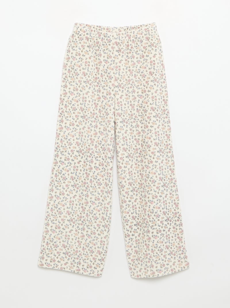 Pijama de terciopelo estampado de 2 piezas - Sudadera + pantalón Beige - Kiabi