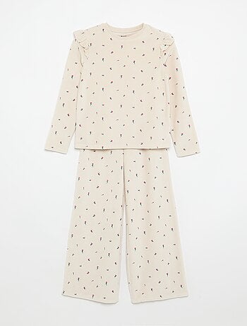 Pijama de terciopelo estampado de 2 piezas - Sudadera + pantalón