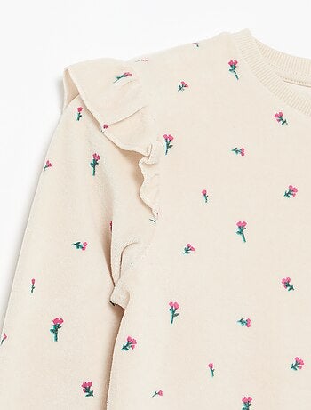 Pijama de terciopelo estampado de 2 piezas - Sudadera + pantalón