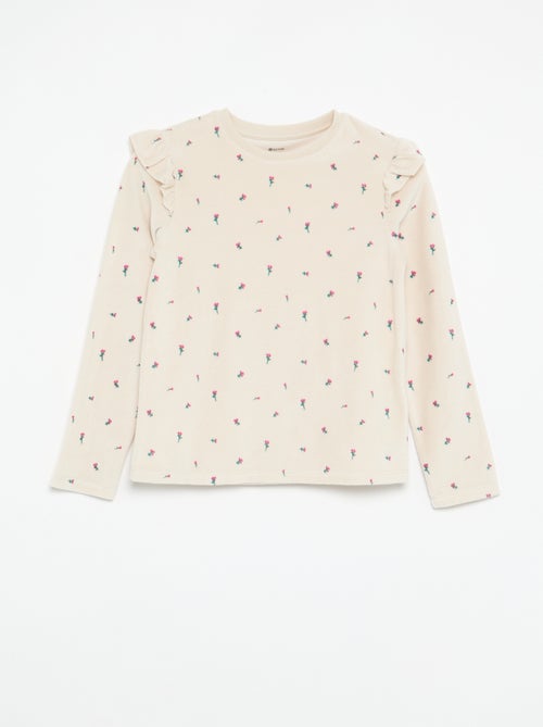 Pijama de terciopelo estampado de 2 piezas - Sudadera + pantalón - Kiabi