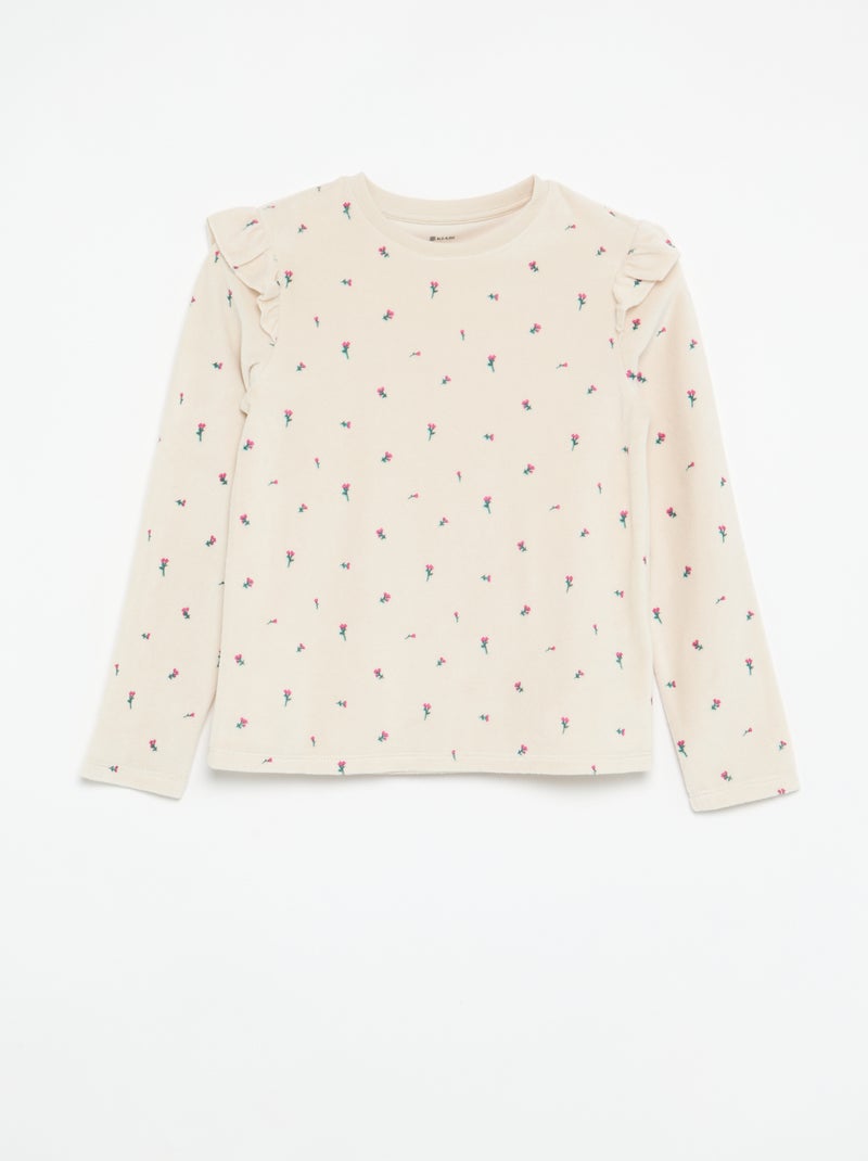 Pijama de terciopelo estampado de 2 piezas - Sudadera + pantalón Rosa - Kiabi