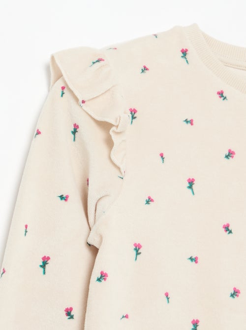 Pijama de terciopelo estampado de 2 piezas - Sudadera + pantalón - Kiabi