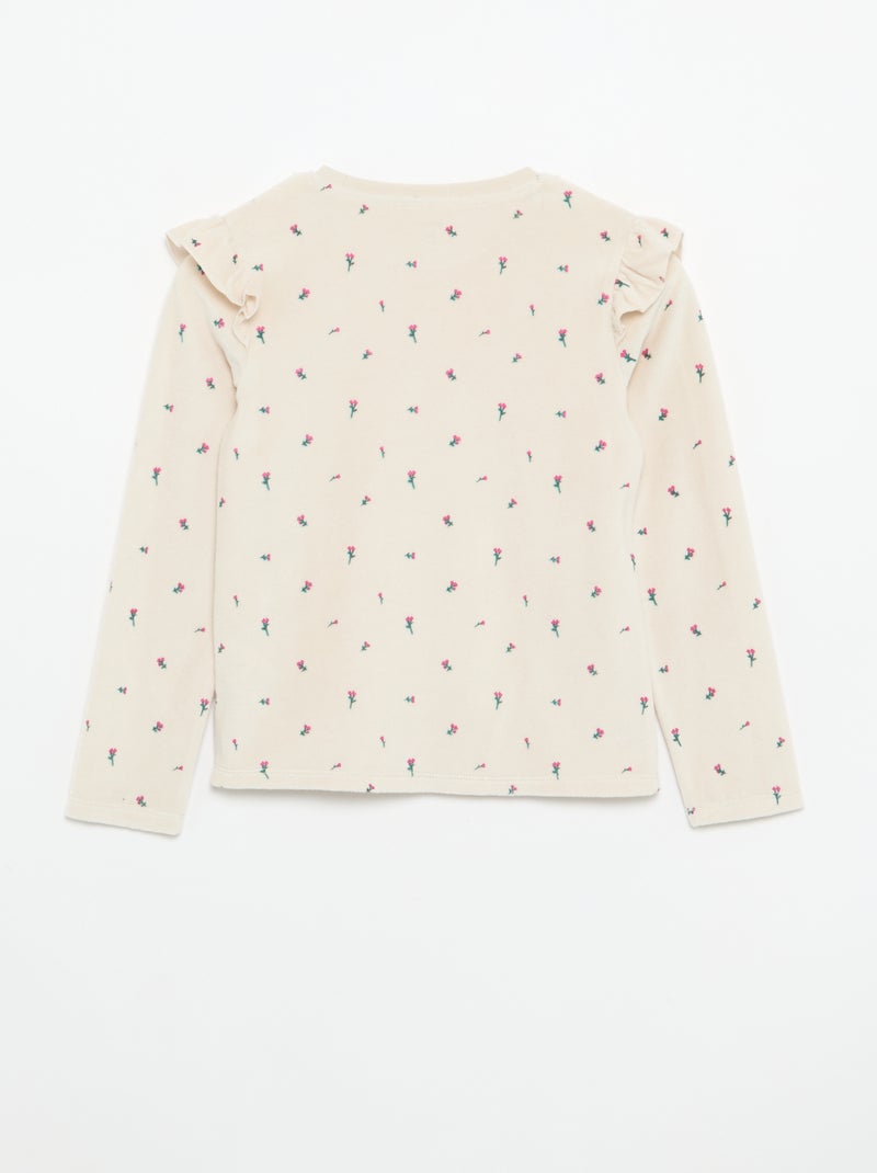 Pijama de terciopelo estampado de 2 piezas - Sudadera + pantalón Rosa - Kiabi