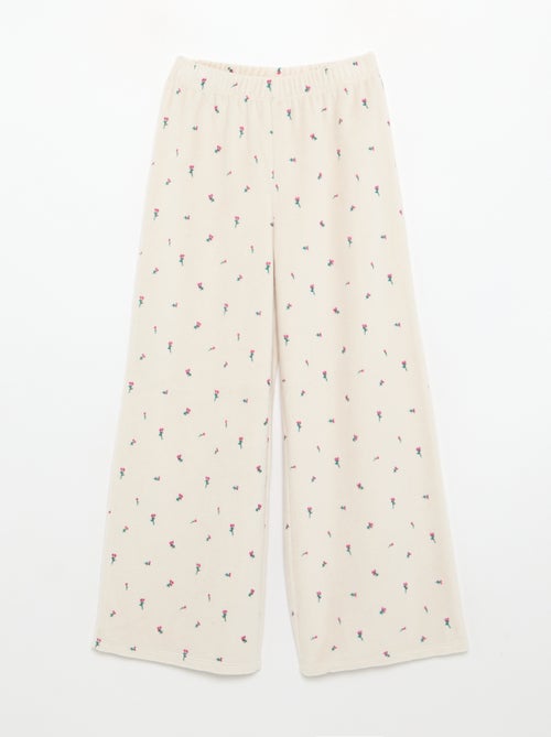 Pijama de terciopelo estampado de 2 piezas - Sudadera + pantalón - Kiabi