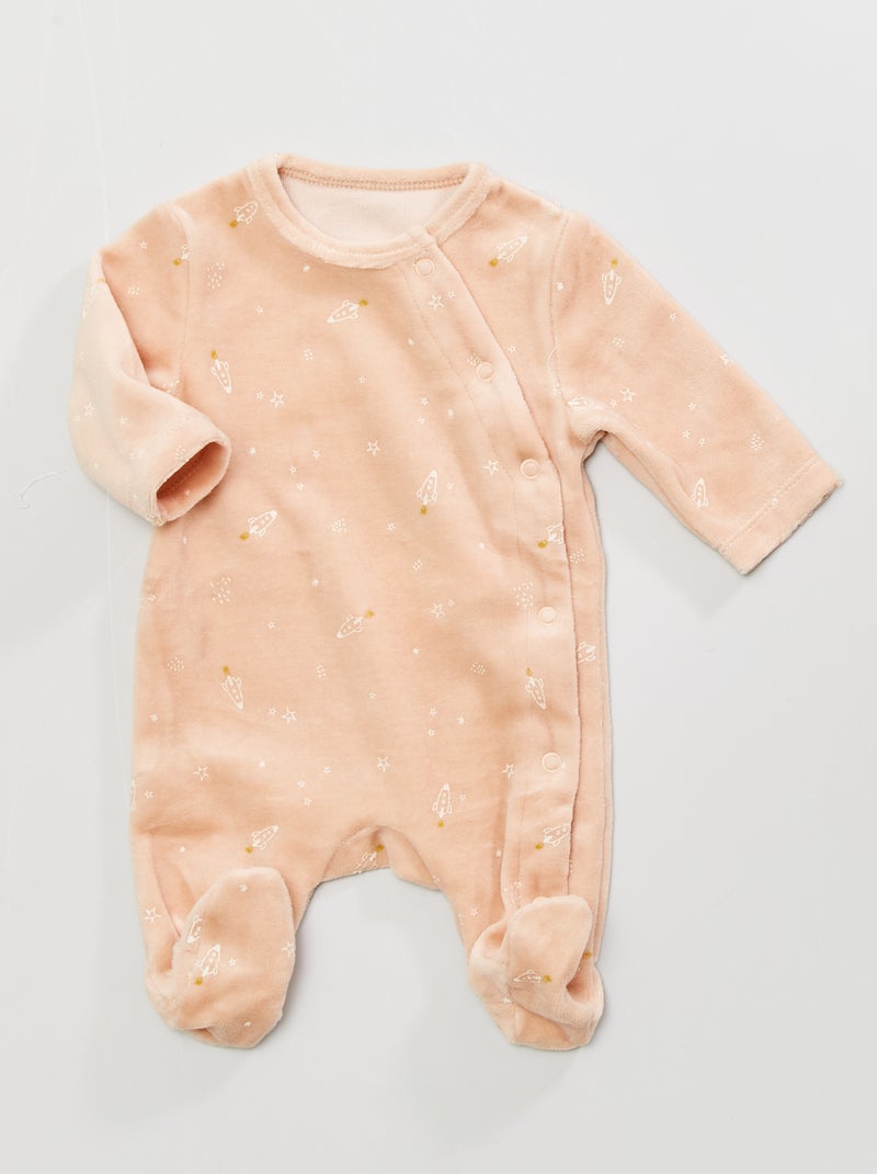 Pijama de terciopelo estampado 'espacio' BEIGE - Kiabi
