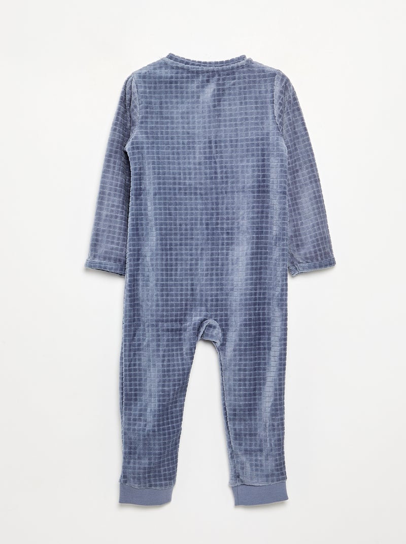 Pijama de terciopelo estampado Gris - Kiabi