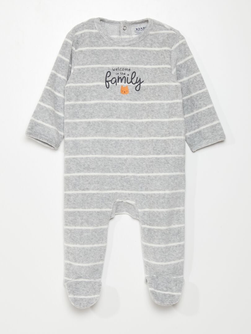 Pijama de terciopelo GRIS - Kiabi