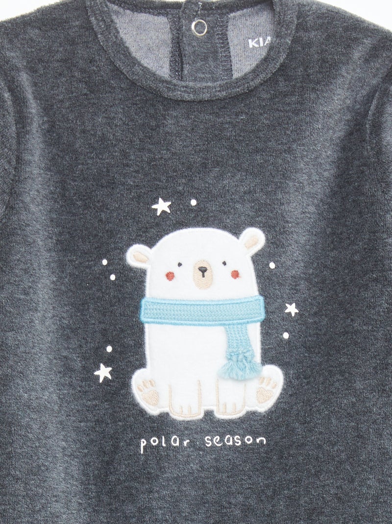 Pijama de terciopelo GRIS - Kiabi