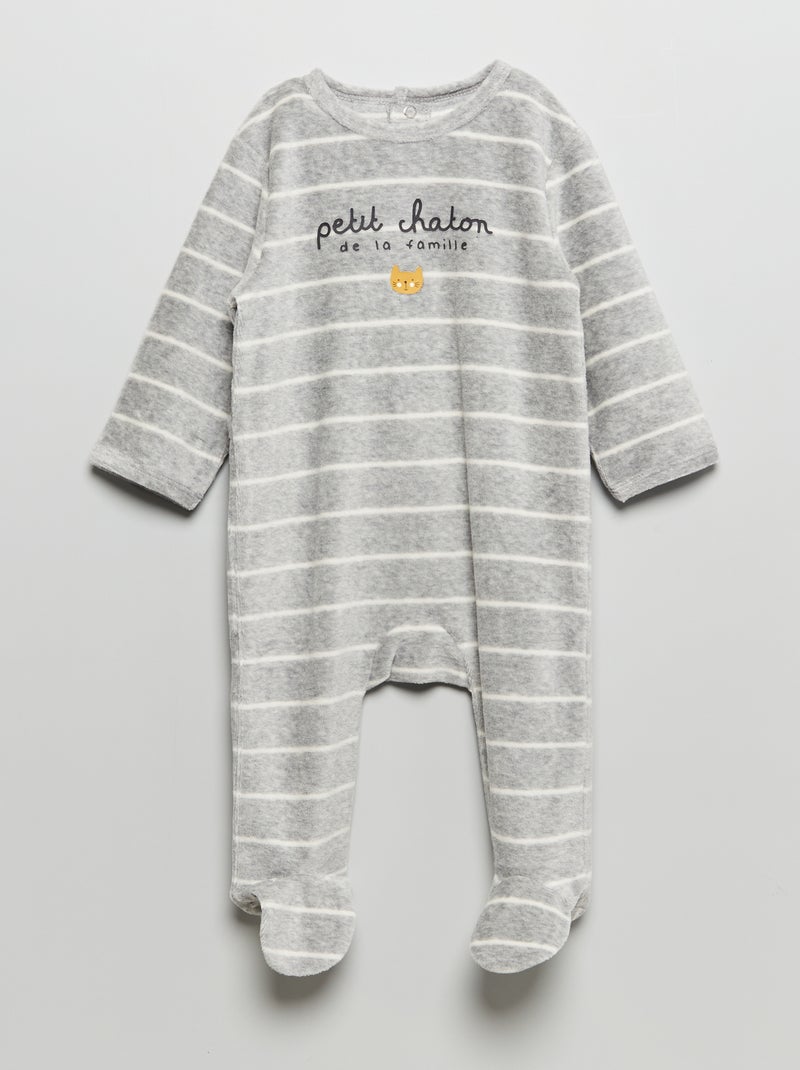 Pijama de terciopelo GRIS - Kiabi