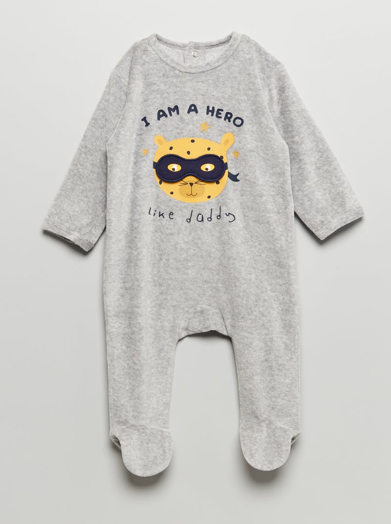 Pijama de terciopelo GRIS - Kiabi
