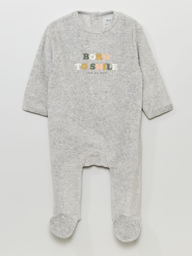 Pijama de terciopelo GRIS - Kiabi