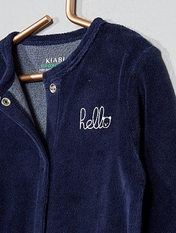 Pijama de terciopelo 'hello' de algodón orgánico - Kiabi
