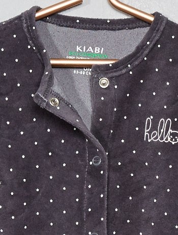 Pijama de terciopelo 'hello' de algodón orgánico - Kiabi