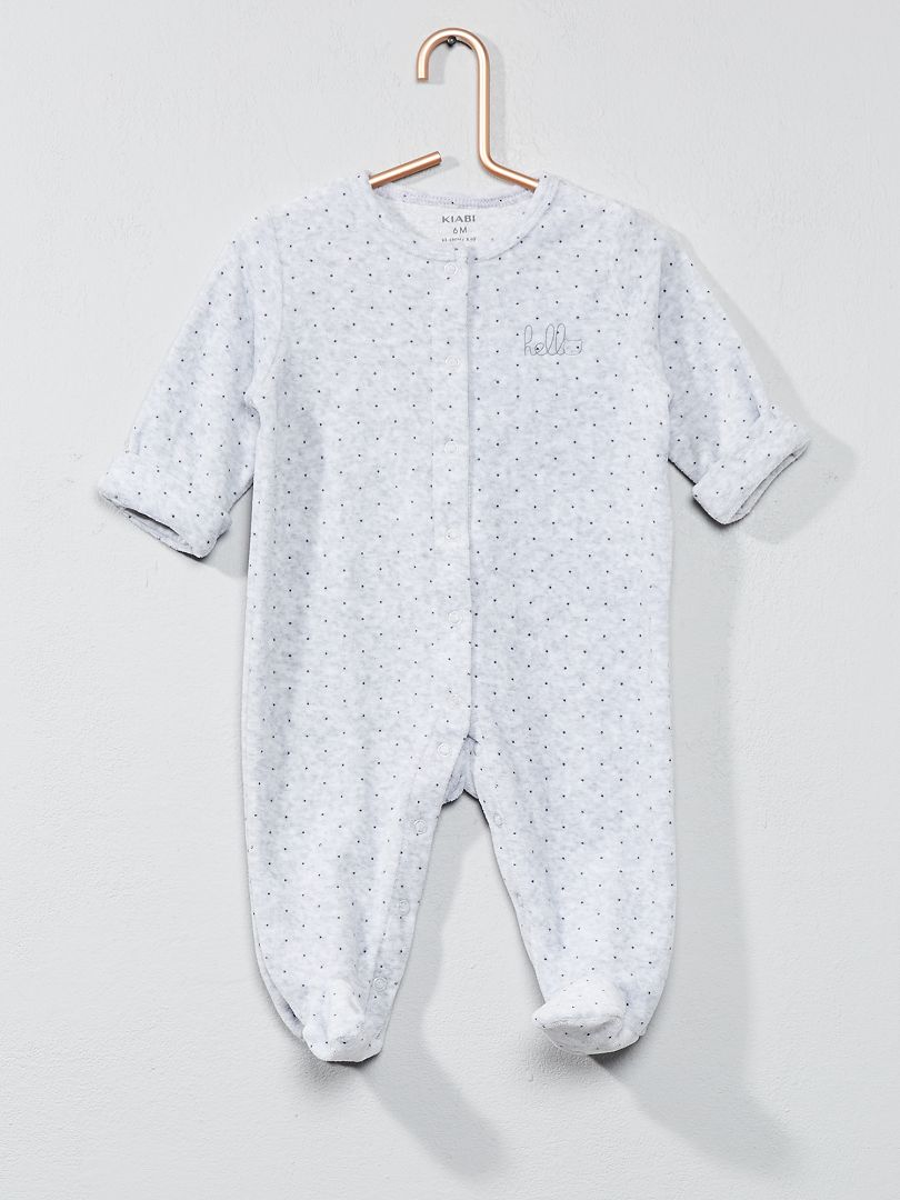 Pijama de terciopelo 'hello' de algodón orgánico GRIS - Kiabi