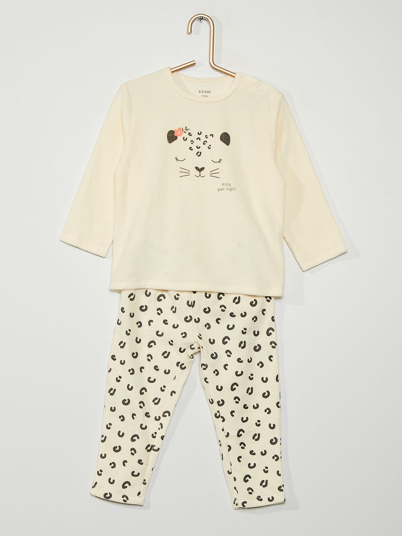 Pijama de terciopelo 'leopardo' BEIGE - Kiabi
