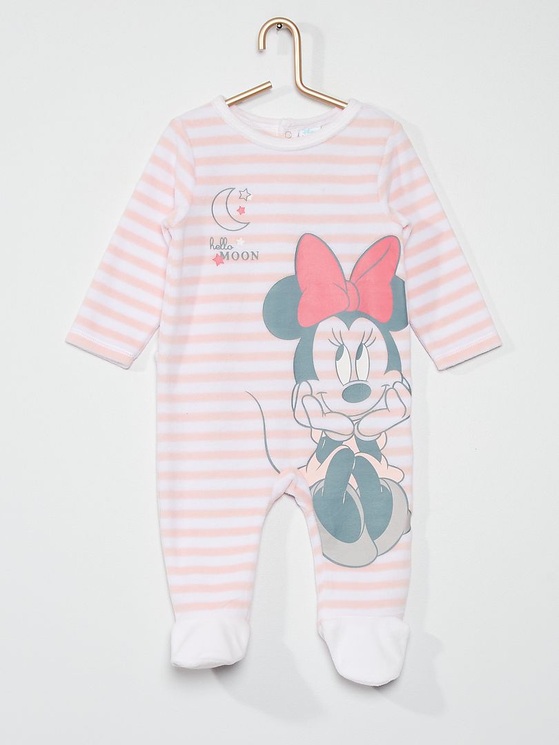 Pijama de terciopelo 'Minnie' rosa/blanco - Kiabi