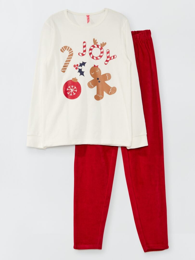 Pijama de terciopelo 'Navidad' - 2 piezas BEIGE - Kiabi