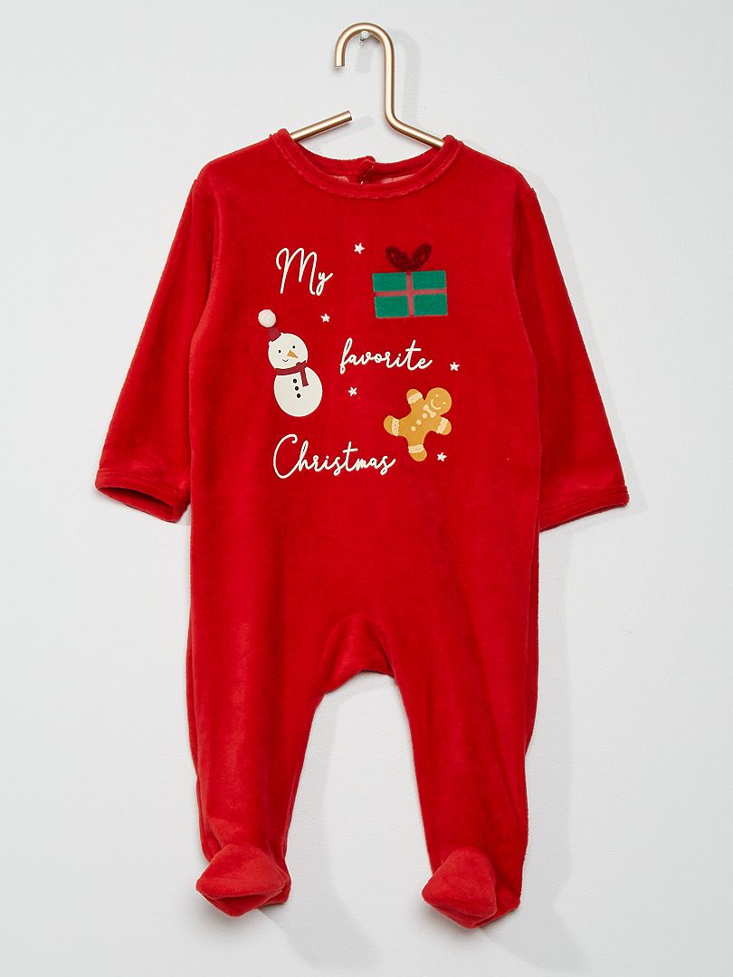 Pijama de terciopelo 'Navidad' ROJO - Kiabi