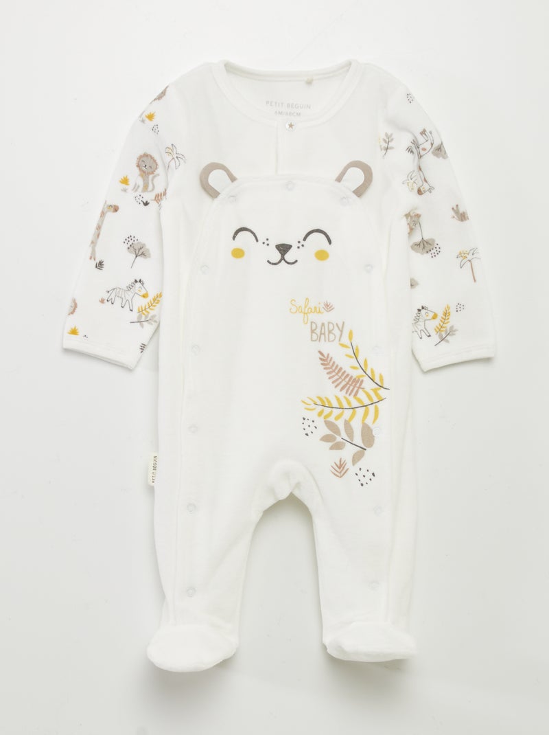Pijama de terciopelo 'oso' BLANCO - Kiabi