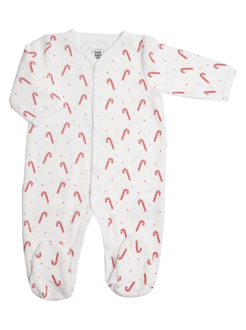 Pijama de terciopelo para bebé bastones de caramelo - Kiabi