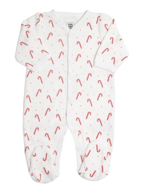 Pijama de terciopelo para bebé bastones de caramelo - Kiabi