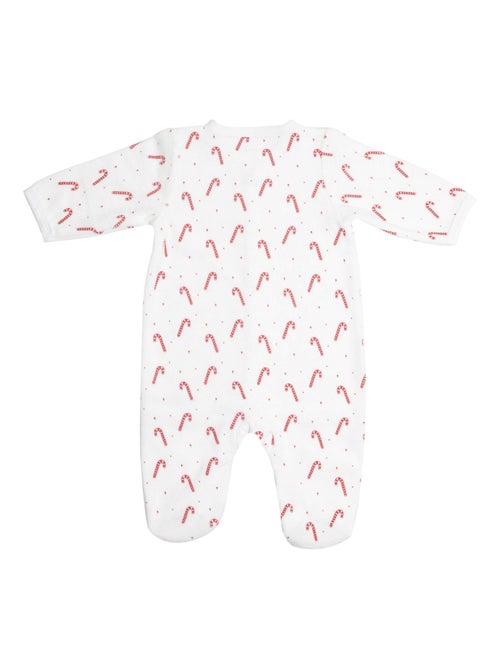 Pijama de terciopelo para bebé bastones de caramelo - Kiabi