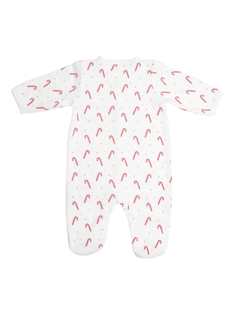 Pijama de terciopelo para bebé bastones de caramelo Blanco - Kiabi