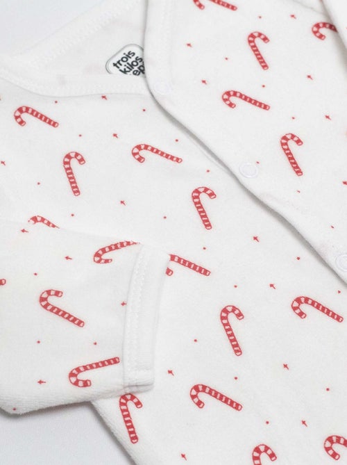 Pijama de terciopelo para bebé bastones de caramelo - Kiabi