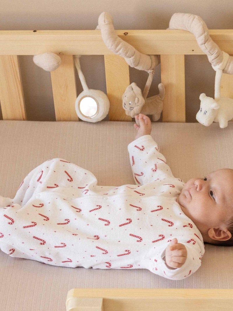 Pijama de terciopelo para bebé bastones de caramelo Blanco - Kiabi
