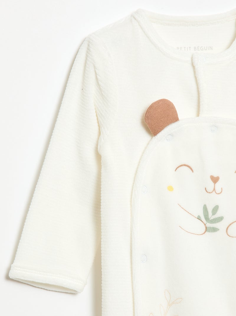 Pijama de terciopelo para bebé Blanco - Kiabi