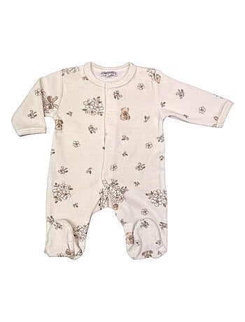 Pijama de terciopelo para bebé con diseño de ramos de flores de Les Chatounets