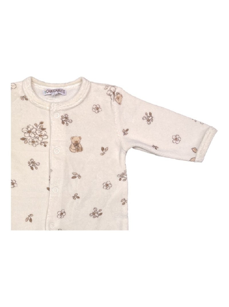 Pijama de terciopelo para bebé con diseño de ramos de flores de Les Chatounets Beige - Kiabi