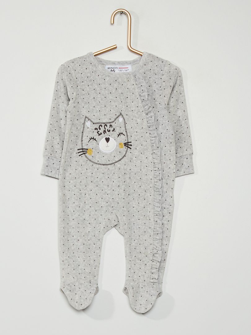 Pijama de terciopelo bebé - gris - Kiabi -