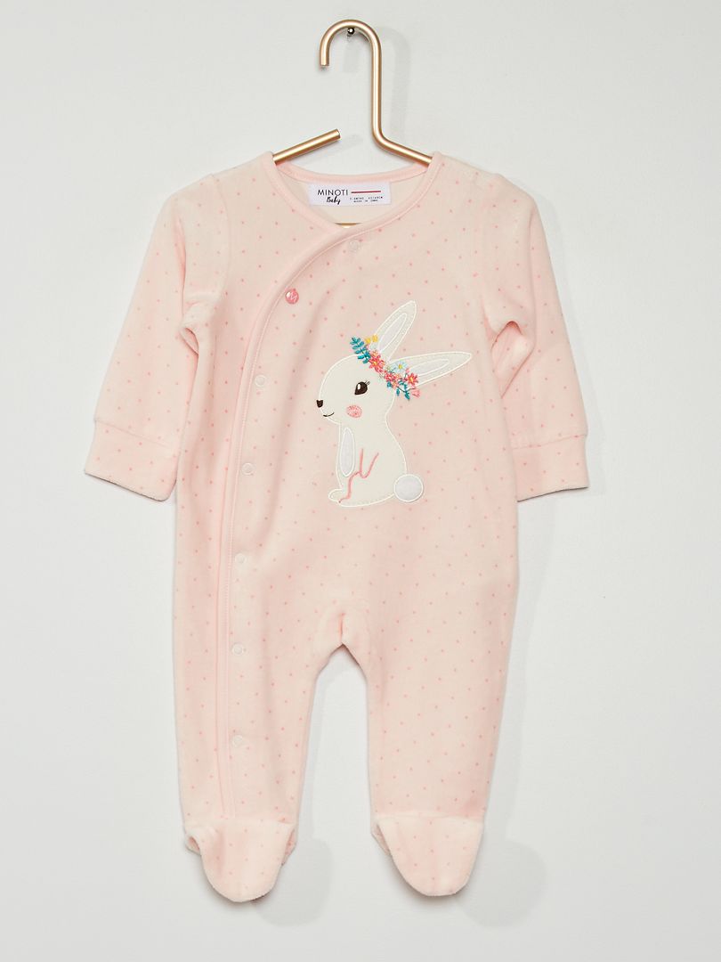 Pijama de terciopelo para bebé niña rosa - Kiabi