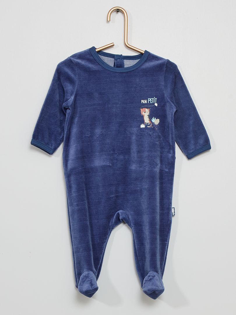 Pijama de terciopelo 'Petit Béguin' azul - Kiabi