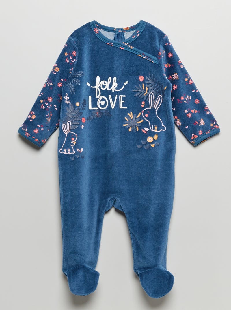 Pijama de terciopelo 'Petit Béguin' azul - Kiabi