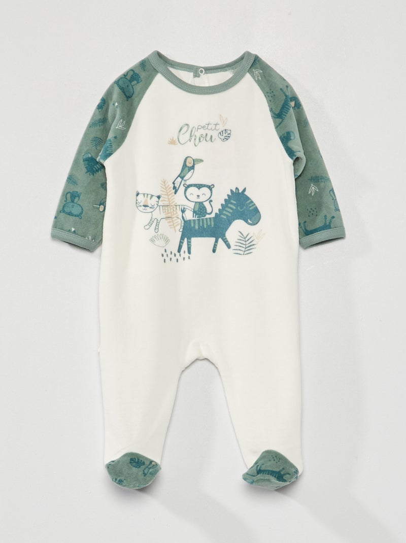 Pijama de terciopelo 'Petit Beguin' estampado azul - Kiabi