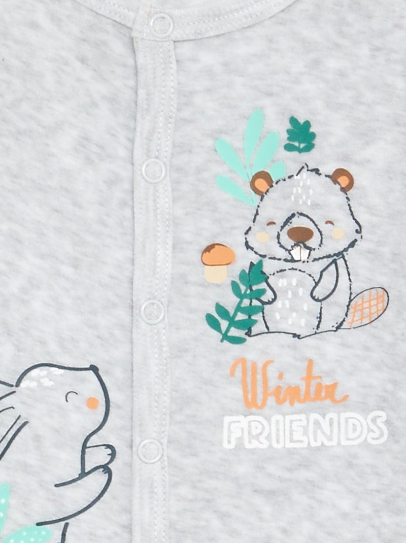 Pijama de terciopelo "Petit Béguin" Gris - Kiabi