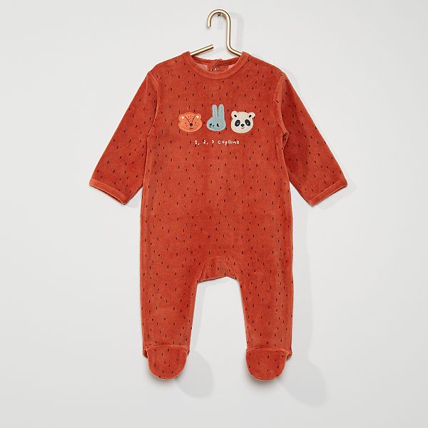 Pijama terciopelo carita de elefante azul - El Vestidor de mi Bebé