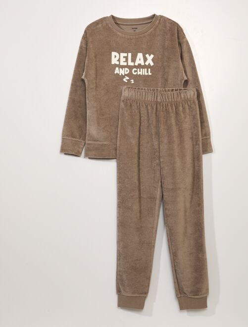Pijama de terciopelo y canalé  - 2 piezas - Kiabi