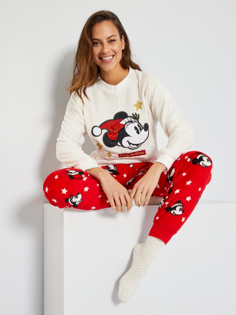 Pijama 'Disney' de tejido polar  - 2 piezas blanco/rojo - Kiabi