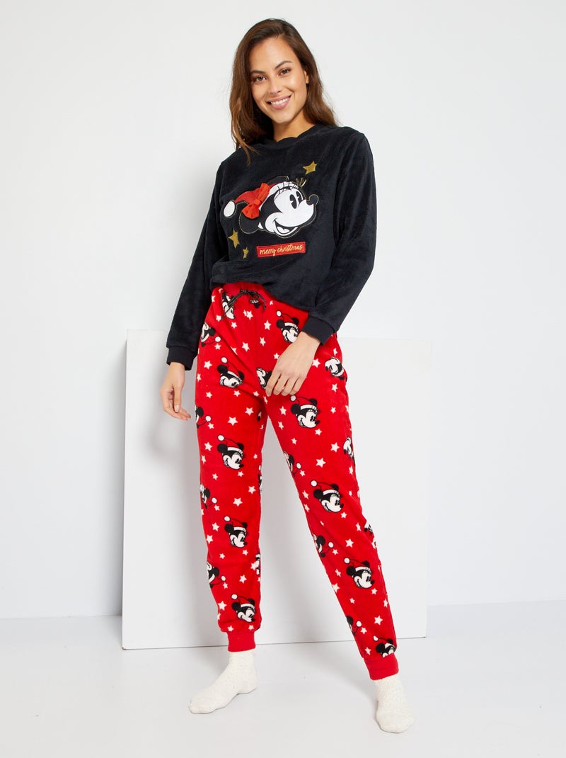 Pijama 'Disney' de tejido polar  - 2 piezas negro/rojo - Kiabi