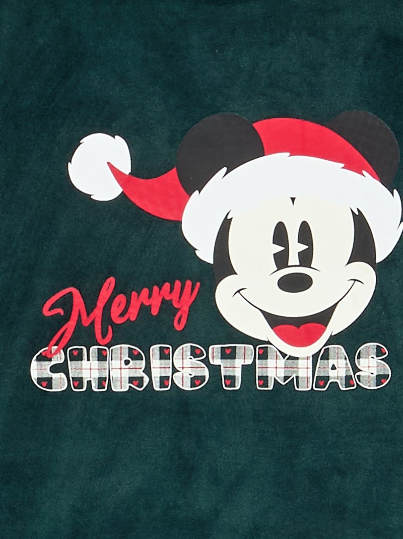 Pijama 'Disney' 'Mickey' de 2 piezas de forro polar - Camiseta de manga larga + pantalón Verde oscuro - Kiabi